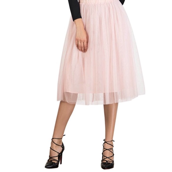 SOLD/ Black Elastic Waist Mesh Tulle Skirt - Picture 2 of 4